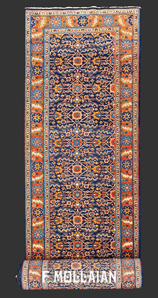 Very Long All-over Blue field Tabriz Runner, An Antique Persian Carpet n°:716000